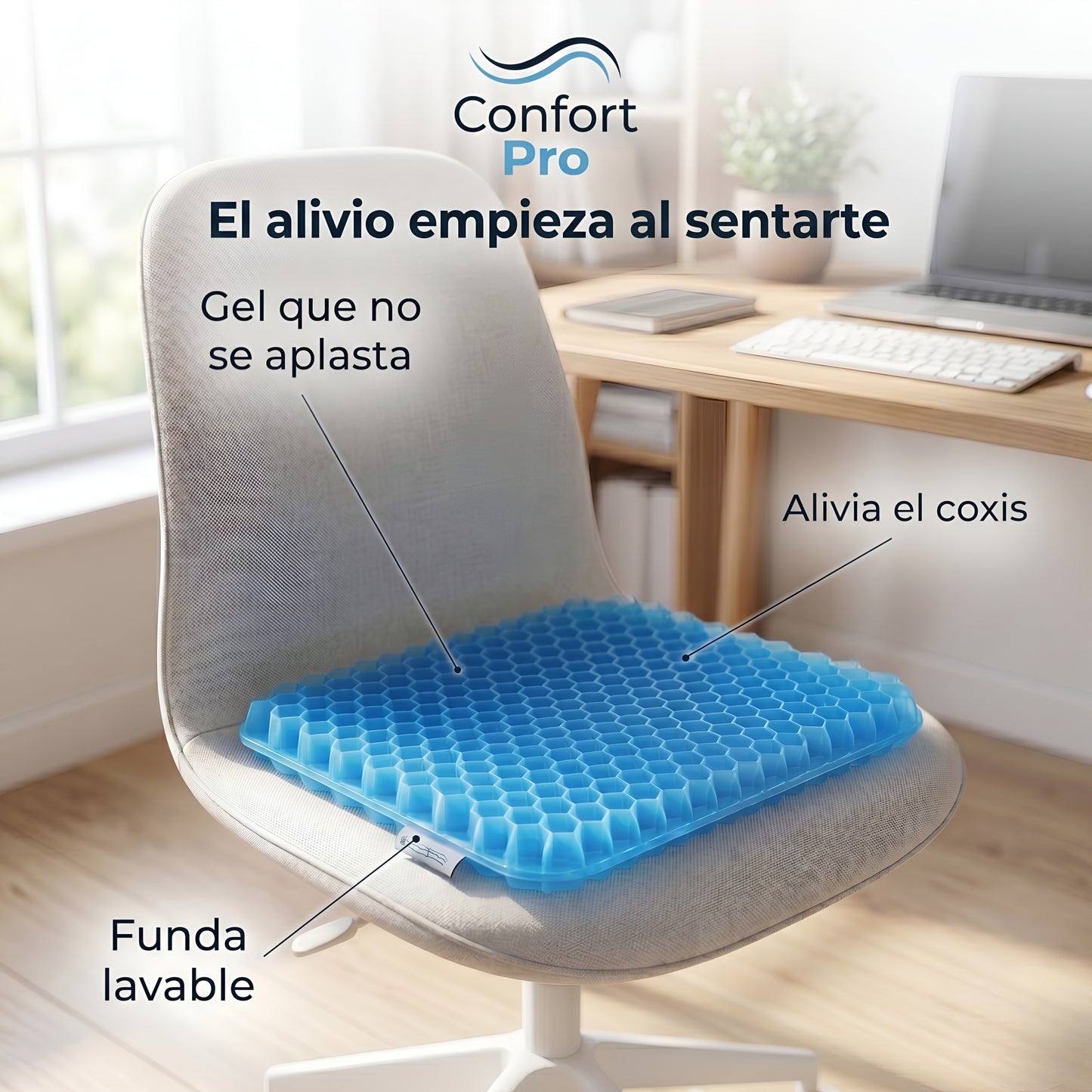 Almohadon de Gel Ergonómico — Eliminá el dolor de espalda y coxis en semanas