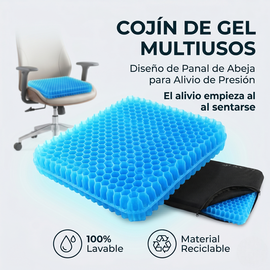 Cojín de Gel Ergonómico — Eliminá el dolor de espalda y coxis en semanas