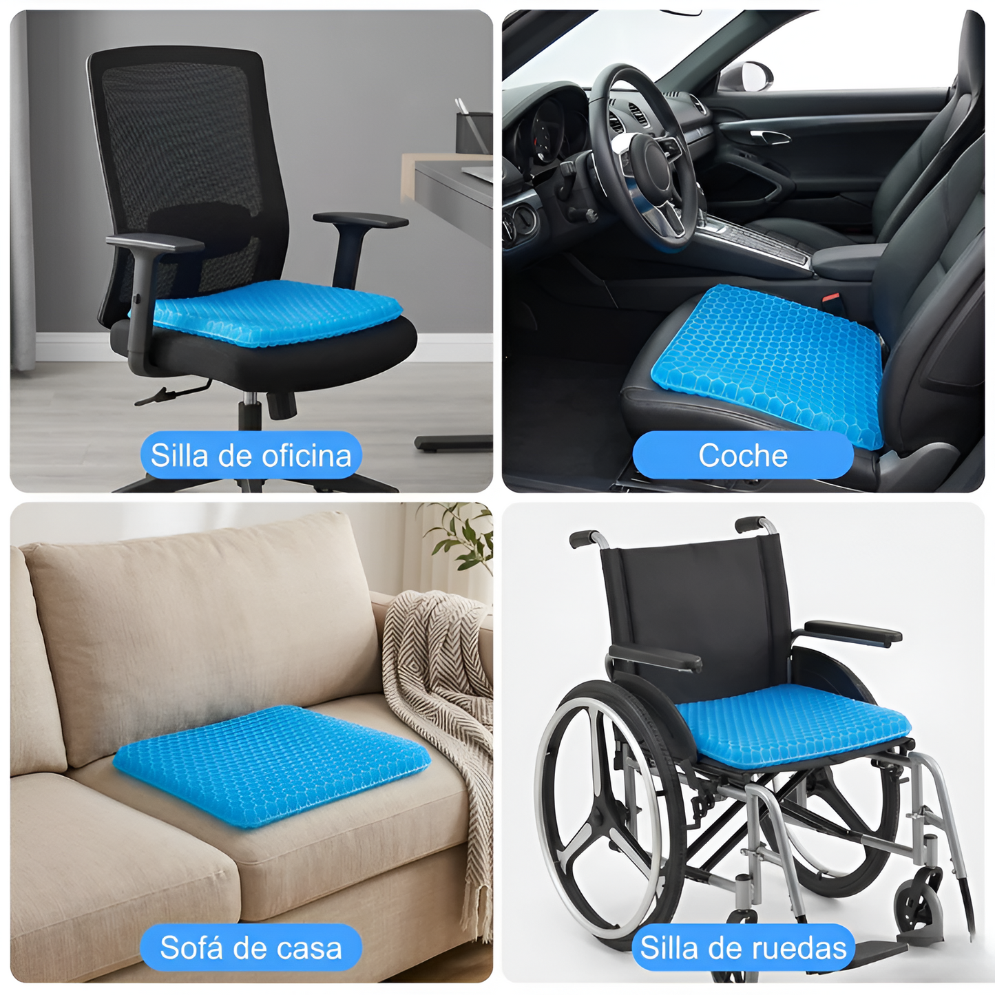 Almohadon de Gel Ergonómico — Eliminá el dolor de espalda y coxis en semanas